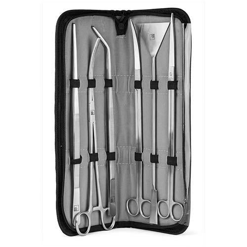 SRA Stainless Steel Aquascape Tool Kit with Deluxe Case (6pcs)