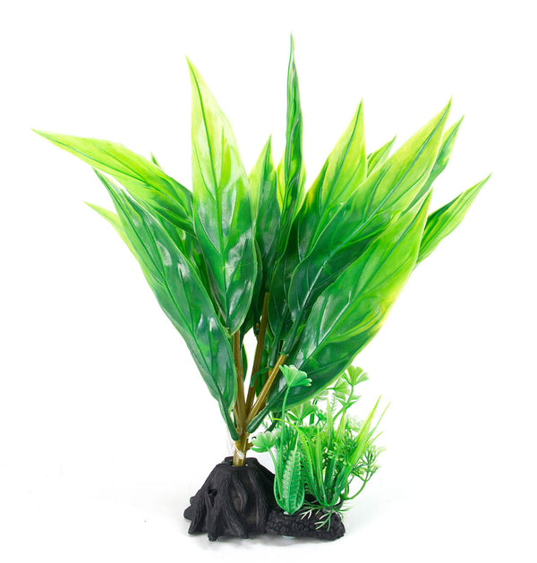 AquaFit Green Broad Leaf Plastic Plant 8"