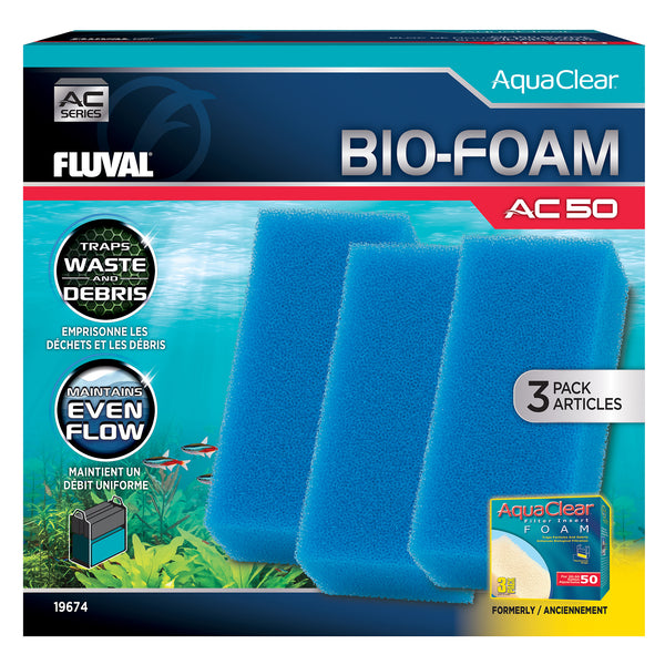 Fluval AquaClear 50 Bio-Foam Filter Insert - Blue - 3 pack