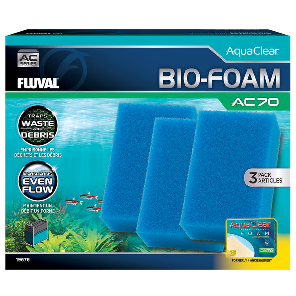 Fluval AquaClear 70 Bio-Foam Filter Insert - Blue - 3 pack