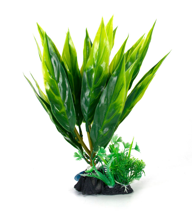 AquaFit Light Green Broad Leaf Plastic Plant 8"